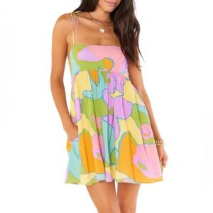 Show Me Your Mumu Gretchen Mini Dress Summer Sorbet pattern Size Medium